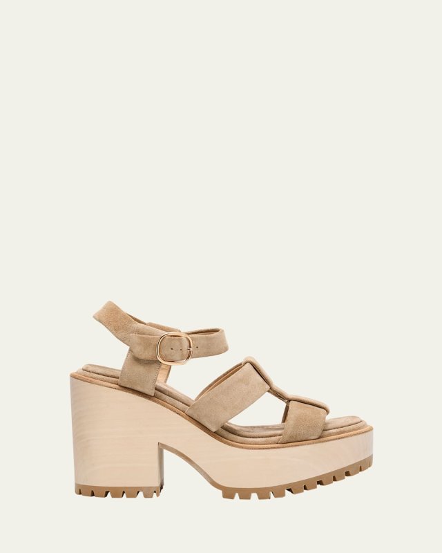 Hera Suede Platform Block-Heel Sandals